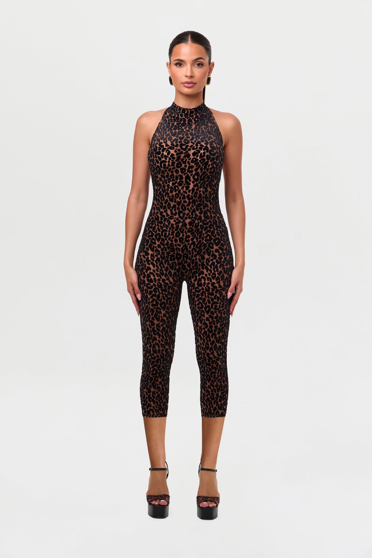 Burnout Halter Capri Jumpsuit