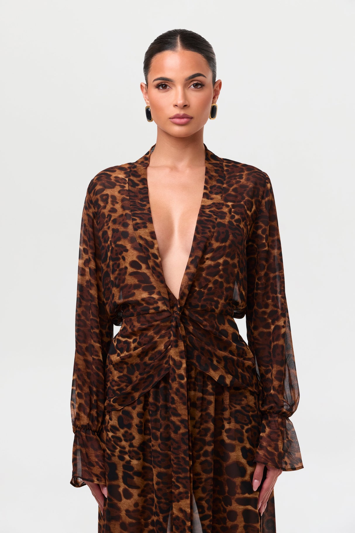 Chiffon Plunge Wrap Top